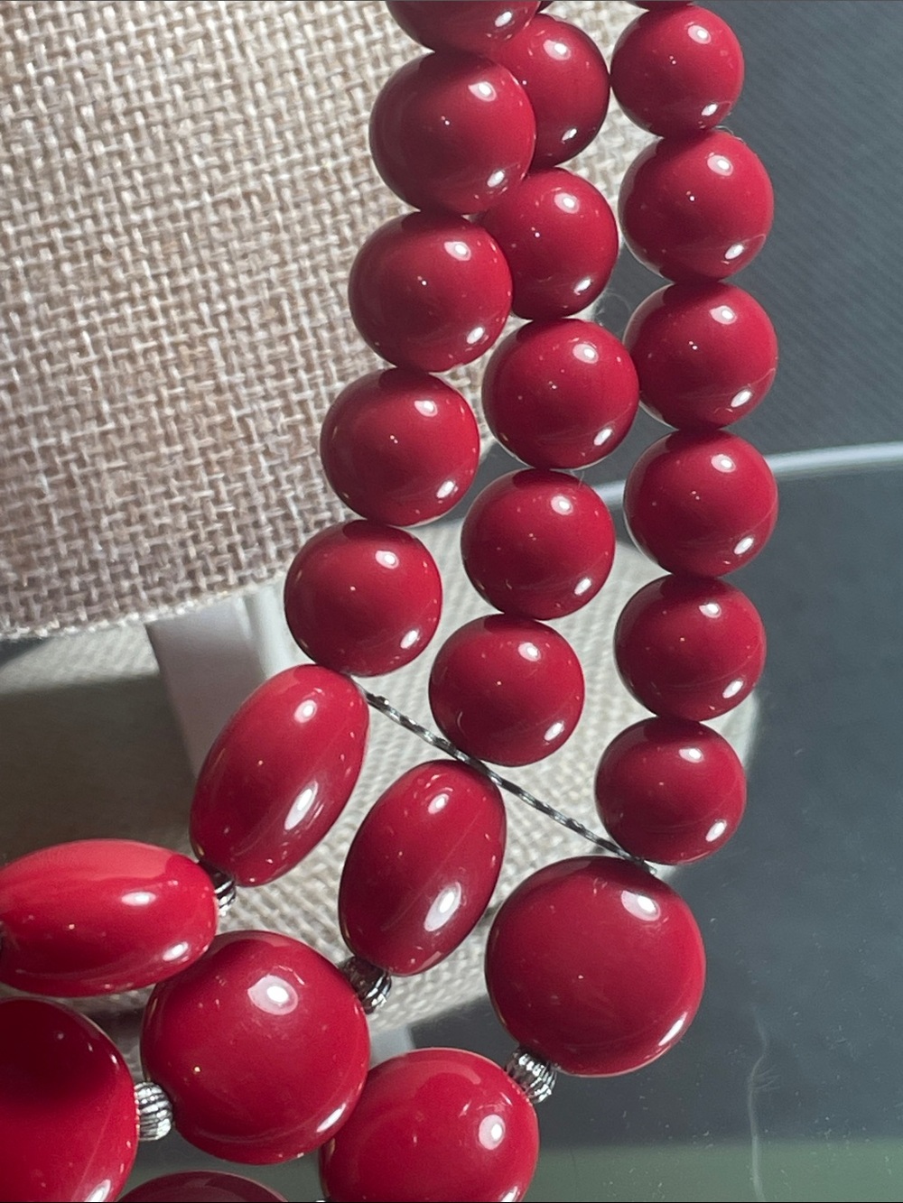 Charming Charli Multi-Strand Red Beaded Statement Necklace 16” 2” extender - Picture 4 of 6